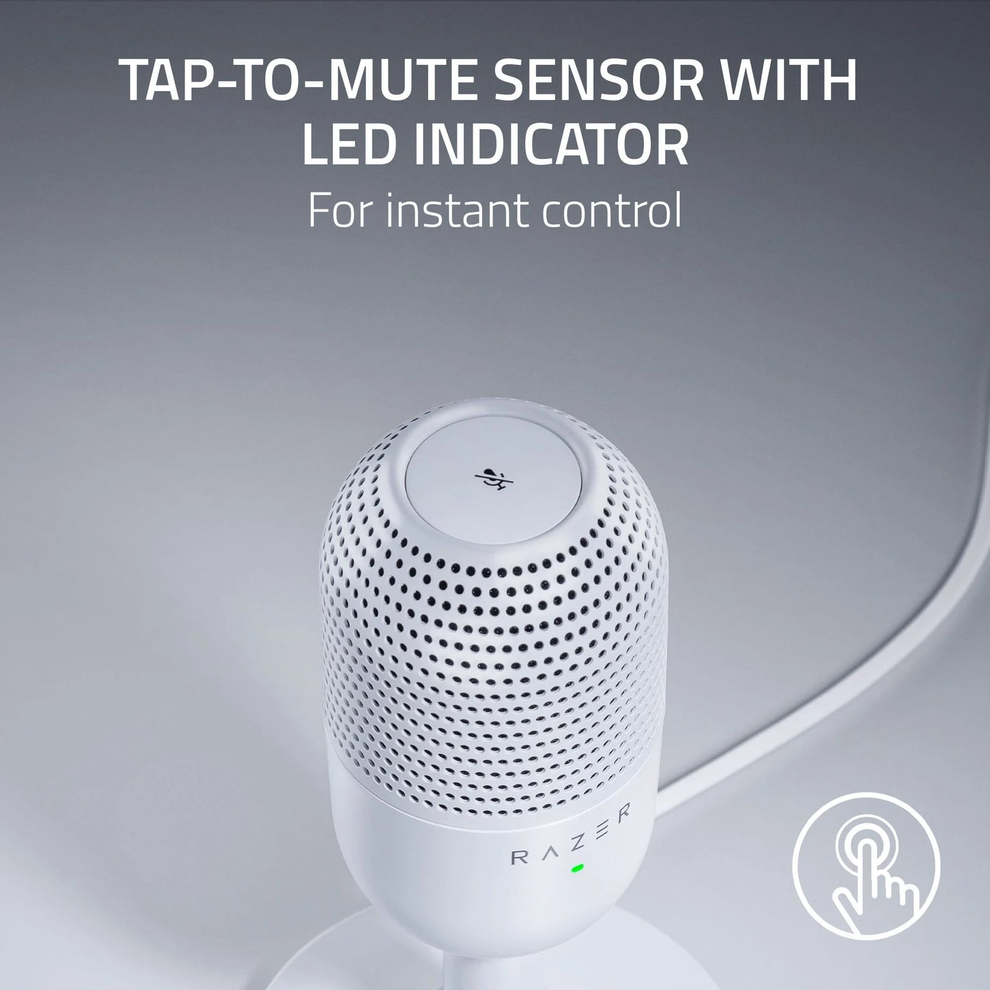 Seiren V3 Mini Ultra-Compact USB Microphone, Tap to Mute, White
