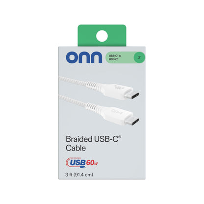 3Ft USB-C to USB-C Braided Charging Cable, Fast Charging, USB-IF Certified, White - Compatible with Iphone 17/16/15 Series, Samsung Galaxy, Note, Pixel Devices Ipad Pro, & More