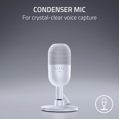 Seiren V3 Mini Ultra-Compact USB Microphone, Tap to Mute, White